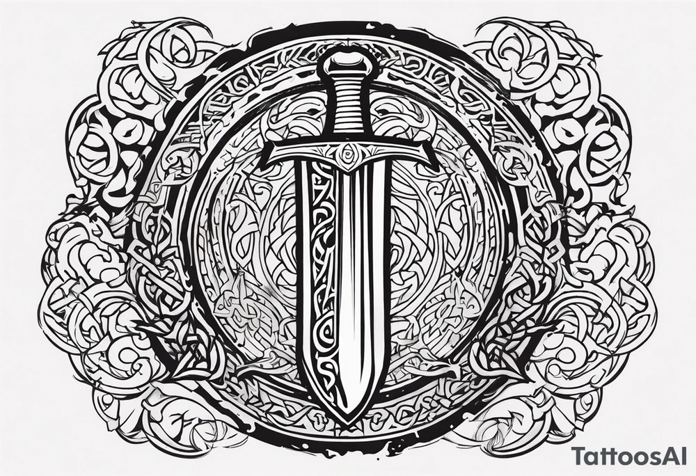 Viking sword Valhalla dragon shield tattoo idea