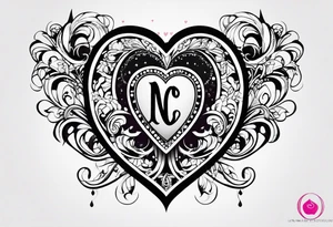 Hearts with NCJB letters tattoo idea