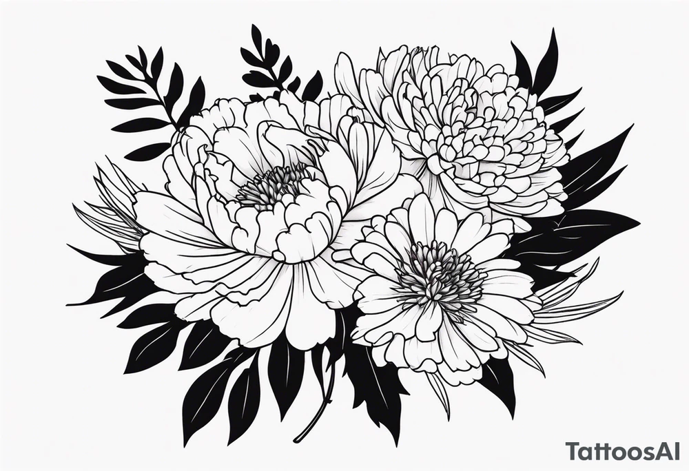 Bouquet with carnation
, chrysanthemum tattoo idea