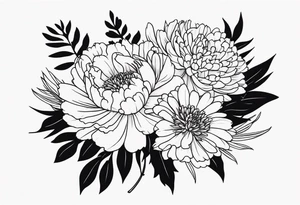 Bouquet with carnation
, chrysanthemum tattoo idea