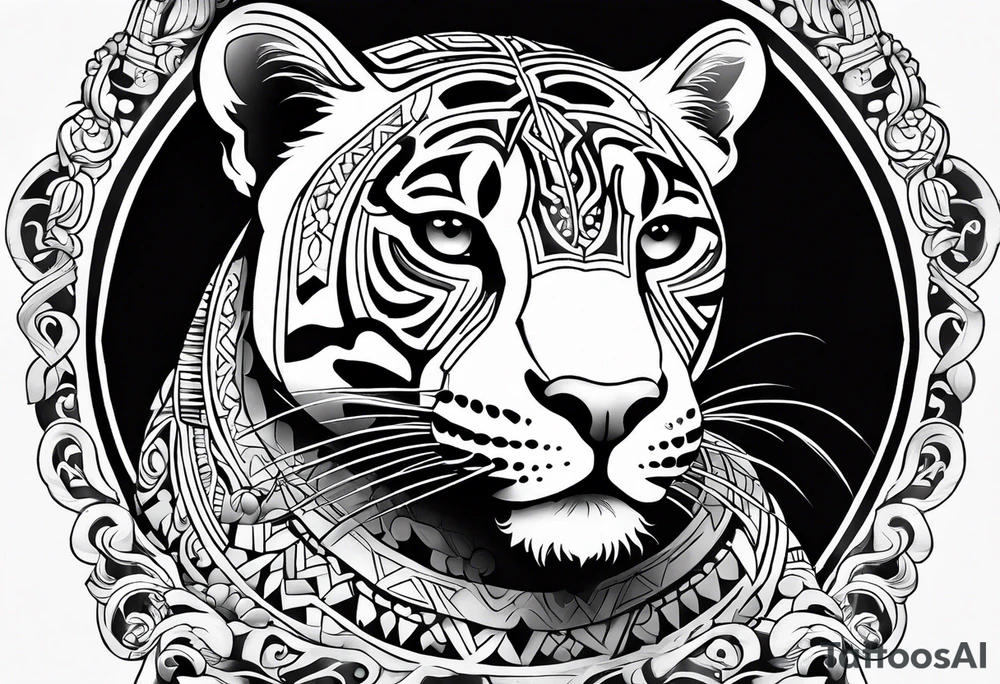 aztec black jaguar sitting tattoo idea