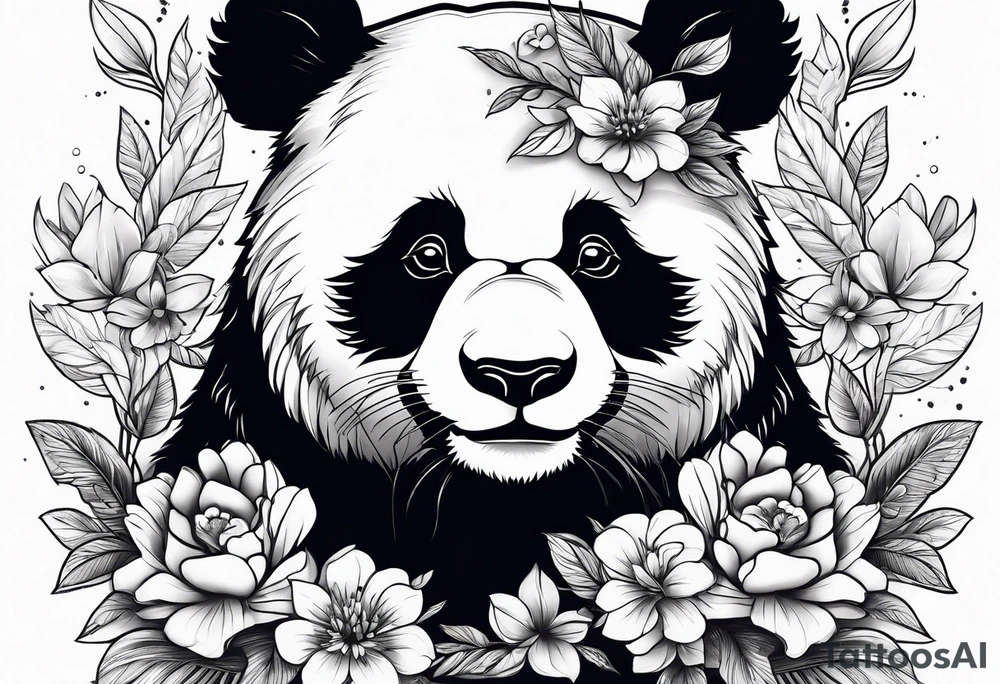 Playful panda tattoo idea