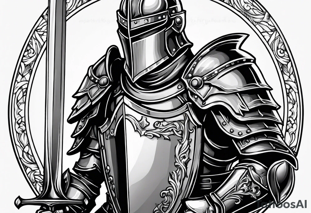 knight heavy armor and shield tattoo idea