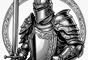knight heavy armor and shield tattoo idea
