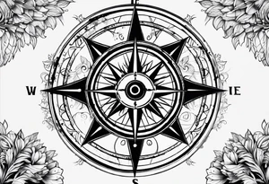 compass with colours tattoo idea