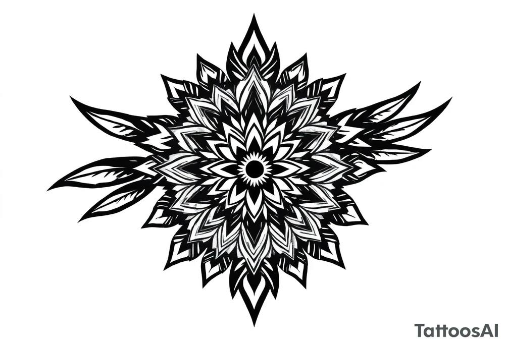 spiritual feather indian mandala shaman tattoo idea