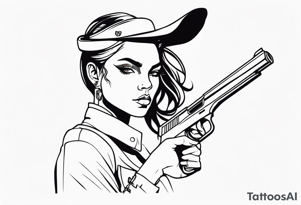 capricorn girl with gun tattoo idea