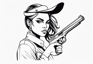 capricorn girl with gun tattoo idea