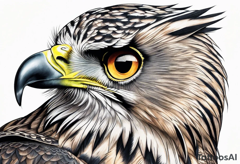 crow fighting eagle fighting owl tattoo idea