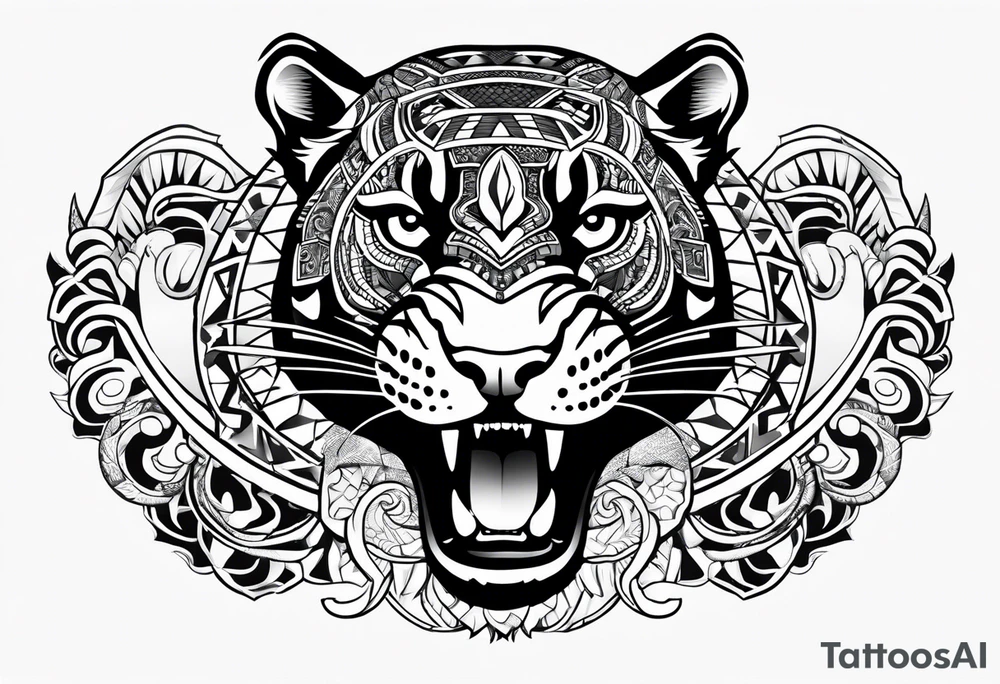 aztec black jaguar with snake tattoo idea