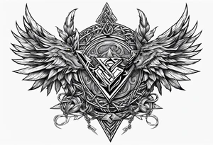 Valhalla sword shield dragon axe Valknut barbed wire chains valknut fire tattoo idea