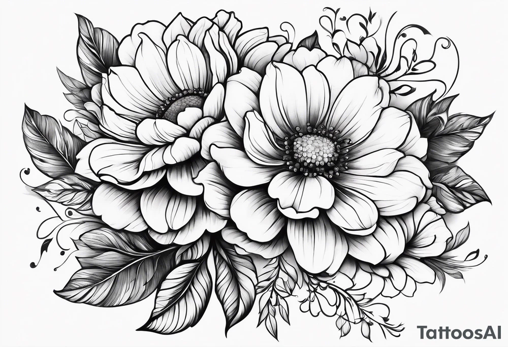 beautiful flowers design for hip tattoo idea