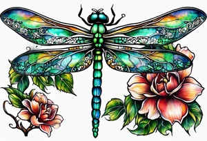 dragonfly vine hip tattoo idea