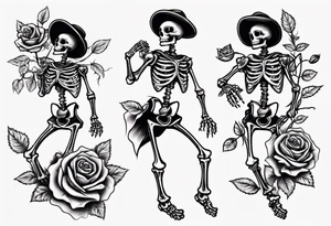 Dancing skeleton on a rose tattoo idea