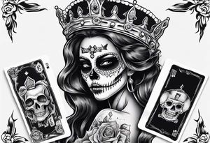 santa la muerta with money and crown
on the card tattoo idea