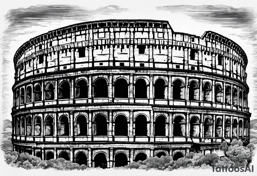 Weathered Roman colosseum tattoo idea