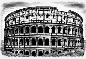 Weathered Roman colosseum tattoo idea