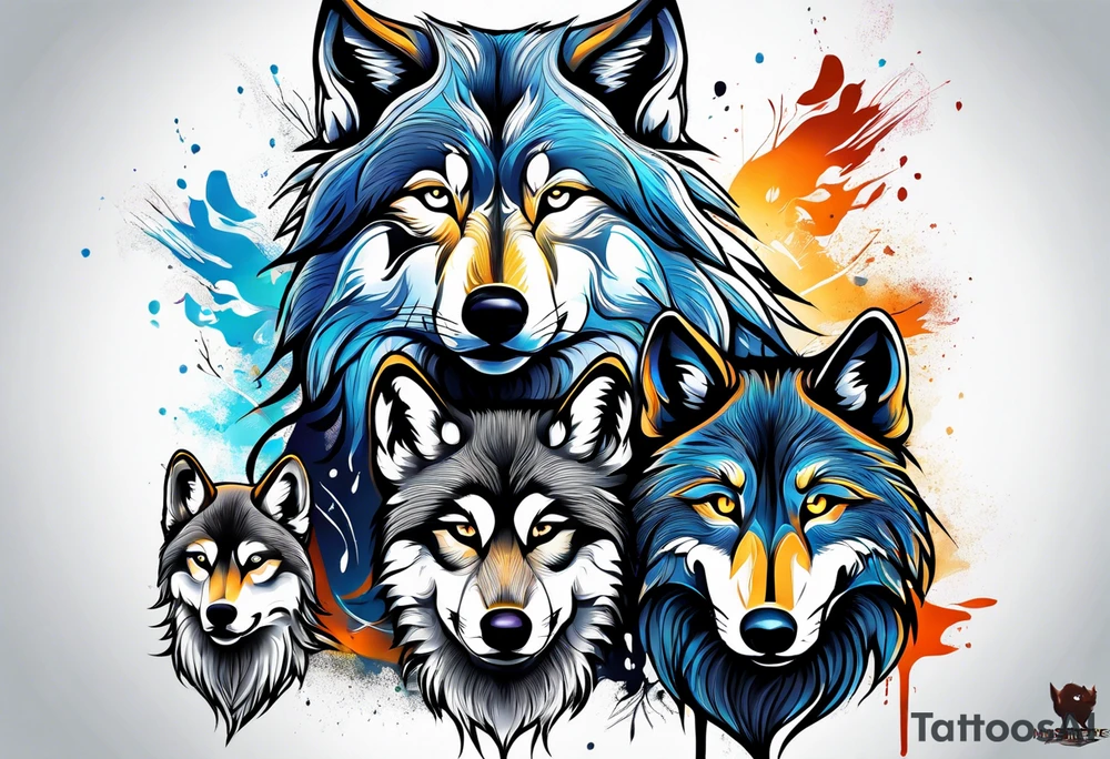 Wolf wit 2 cubs tattoo idea