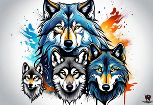 Wolf wit 2 cubs tattoo idea