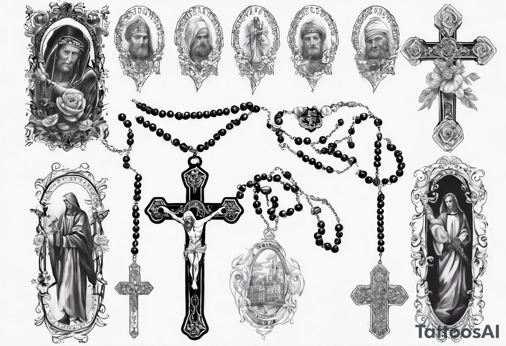men’s arm sleeve, rosary, poland tattoo idea