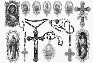 men’s arm sleeve, rosary, poland tattoo idea