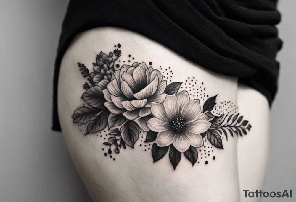 tattoo to represent that I have 3 children (girls). For inspiration I like flowers, the beach. Tattoo is for ribcage down side of body. I don't want images of women or girls in it tattoo idea
