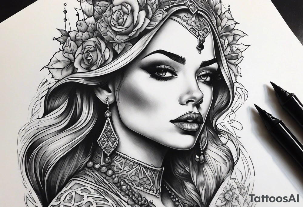 Gothic woman tattoo idea