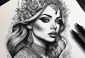Gothic woman tattoo idea