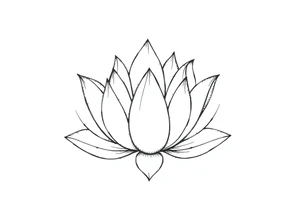 Fine line lotus flower with vertical line work tattoo idea