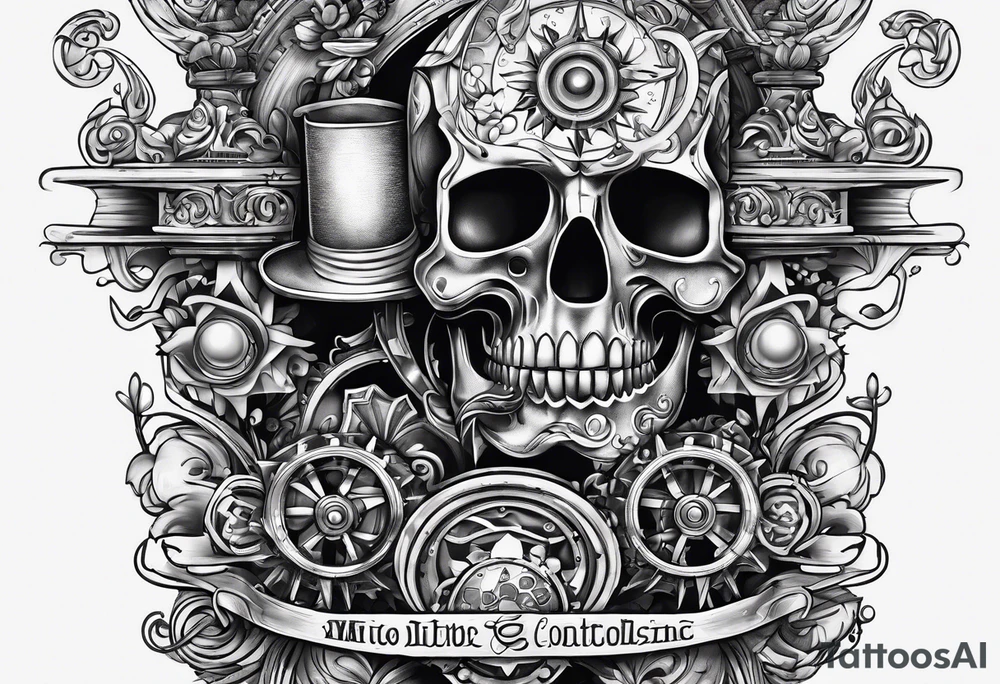 rube goldberg style contraption tattoo idea