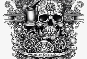 rube goldberg style contraption tattoo idea