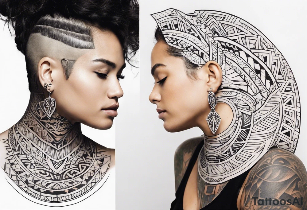 Polynesian neck to chin tattoo tattoo idea