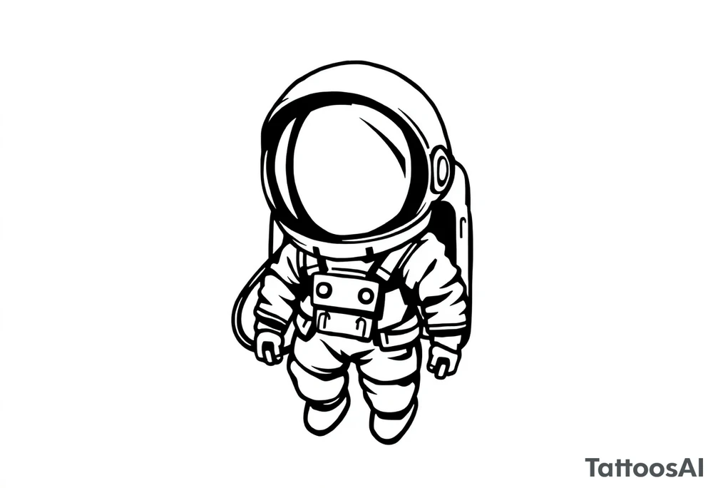 A silhouette stencil style drawing of a cute astronaut tattoo idea