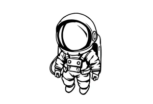 A silhouette stencil style drawing of a cute astronaut tattoo idea