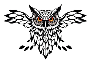 Geometric asymmetric owl tattoo idea