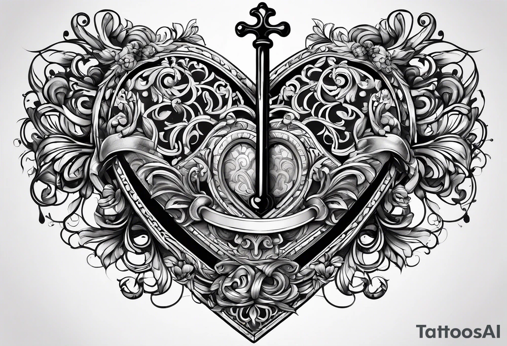Heart shaped antique key tattoo idea