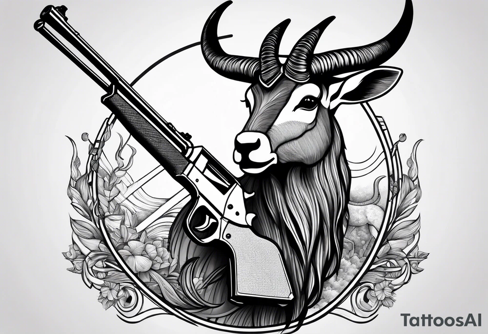 capricorn with sunglasses and shotgun tattoo idea