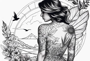 shoulder tattoo with nature and adrenaline activities tattoo idea