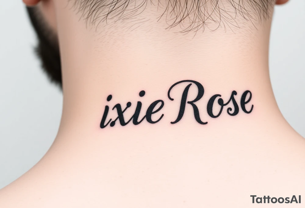 "PixieRose" in a gangsters Chicano calligraphy style font 
Tattoo idea above a man's eyebrow tattoo idea