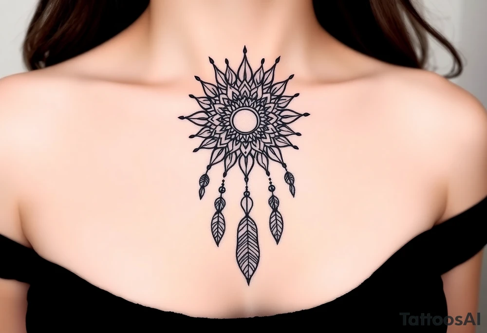 dreamcatcher sun tattoo idea
