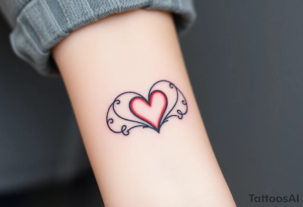 A infinity symbol, with one loop representing the family, intertwined with a heart tattoo idea