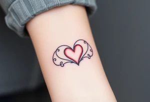 A infinity symbol, with one loop representing the family, intertwined with a heart tattoo idea