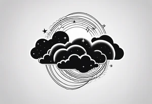 A wrist tattoo in a format of a cloud with the bracelet orientation and inside of this cloud I want galaxy stars and planets tattoo idea