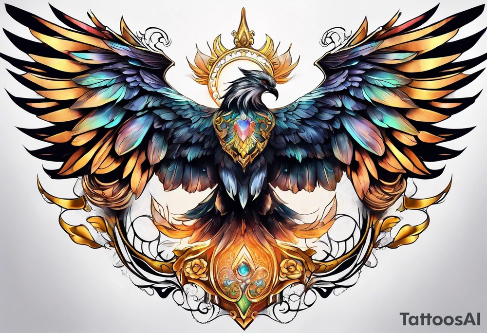 Seraphim with many wings and different eyes tattoo idea