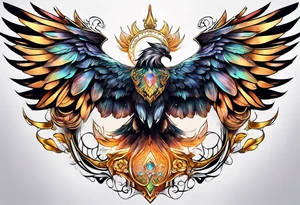 Seraphim with many wings and different eyes tattoo idea