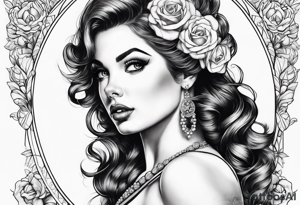 Gorgeous french pinup tattoo idea