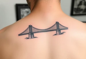 Fine line tattoo of the fort Duquesne bridge with vintage vibes tattoo idea