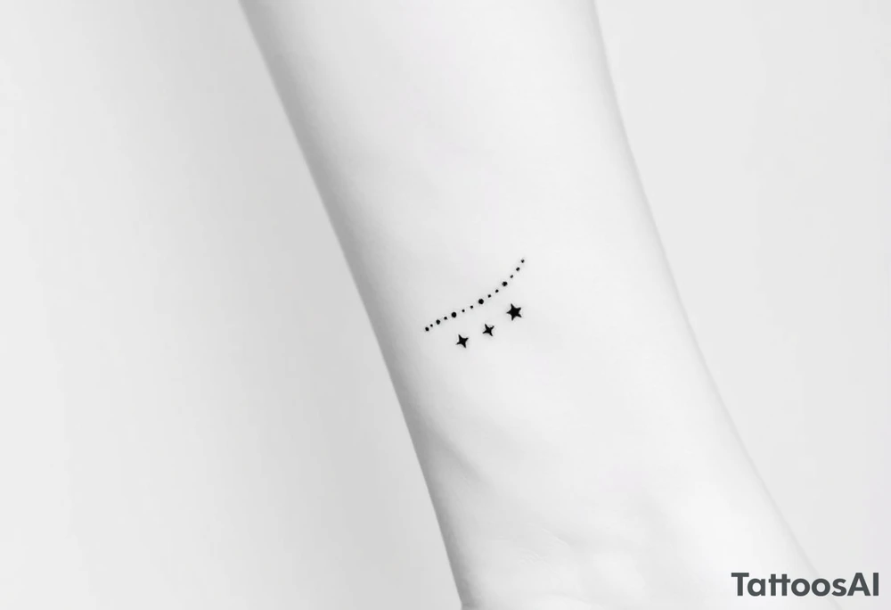 Can you design a few options for a meaningful minimal tattoo with dots, lines or stars that represents my kids? Three are living and two are deceased and I want something that represents that difference by having solid and hollow elements. Put on fingers tattoo idea