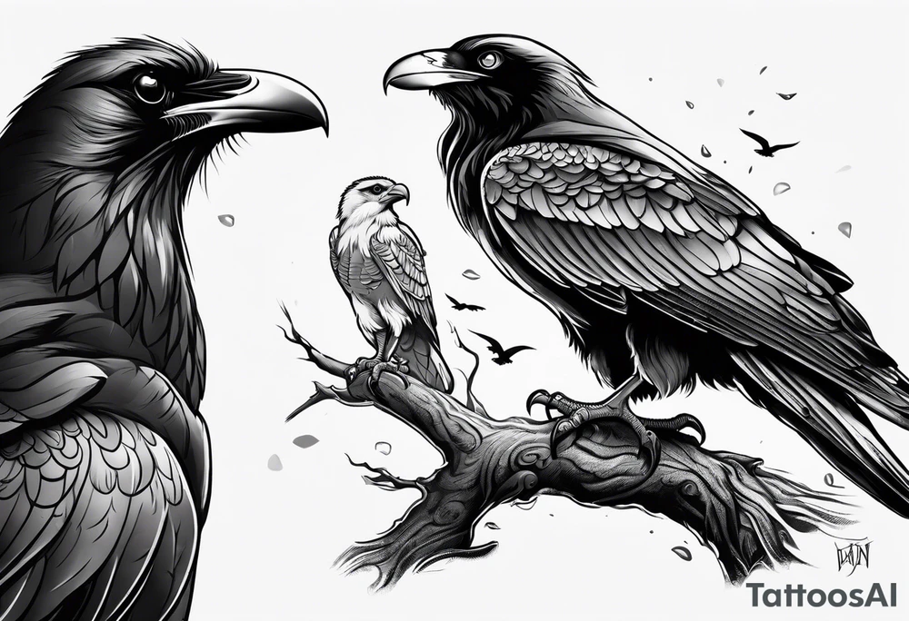 raven dad and osprey mother tattoo idea