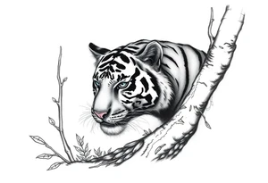 a tiger cleverly hiding, hard to see
in the woods tattoo idea